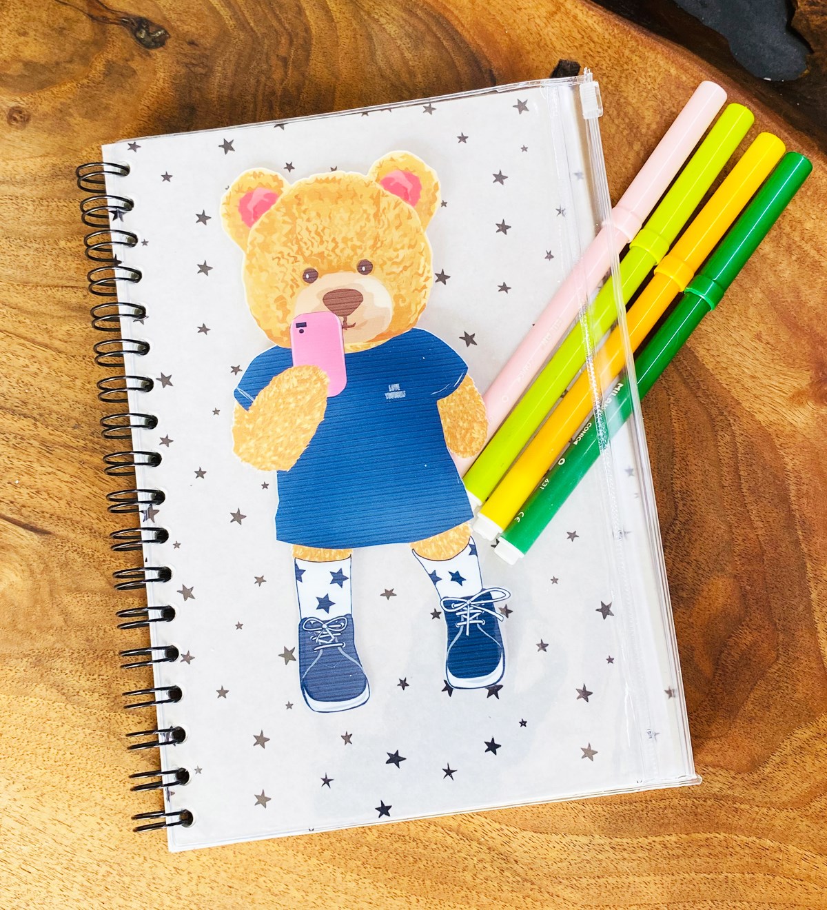 Love Yourself Bear Tasarımlı Çanta Kapaklı Spiralli DeftergiftmodaGmd100320