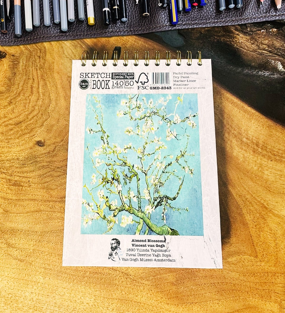 17X23Cm Sketch Book - Eskiz Defteri - Spiralli Tutuş / Grenli Sert Tasarım KapakgiftmodaGmd100651-Badem-Çiçeği