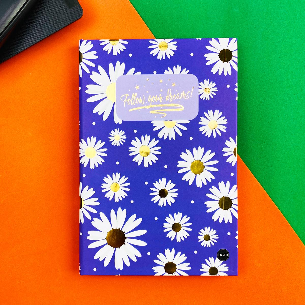 Mor Follow Your Dreams Tasarımlı Lastikli DeftergiftmodaBAM-1113