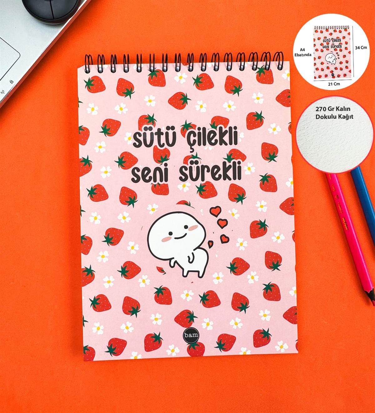 30x21Cm A4 Sketch Book - Eskiz Defteri - 270 Gr - 34 YaprakgiftmodaBAM-1054