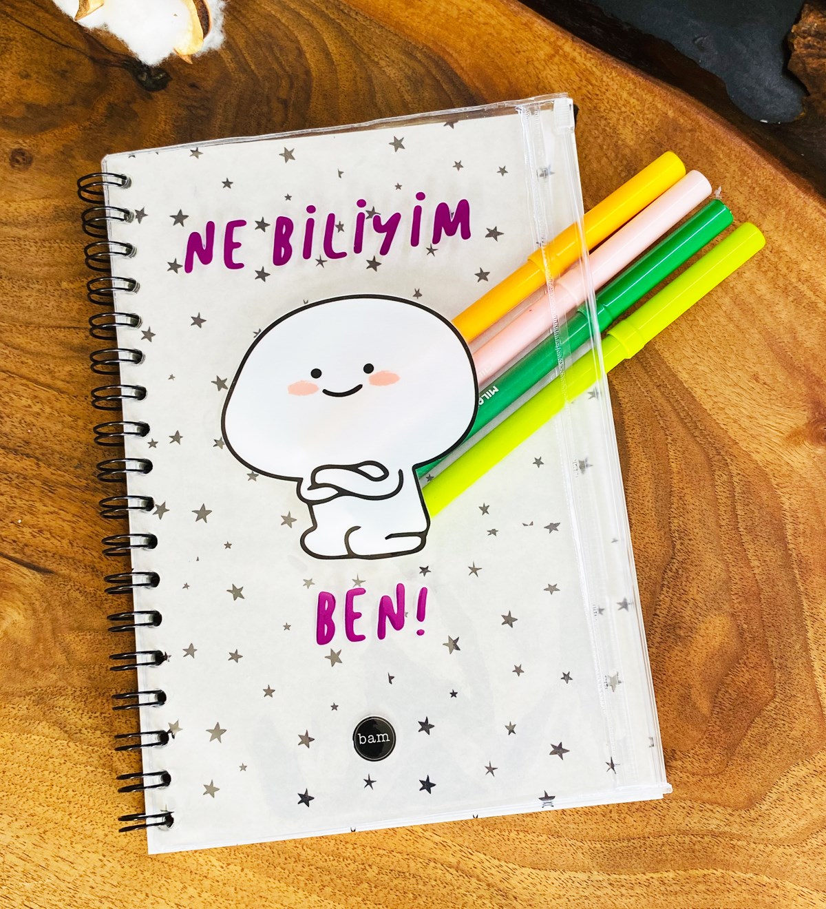 Ne Biliyim Ben Tasarımlı Çanta Kapaklı Spiralli DeftergiftmodaGmd100325