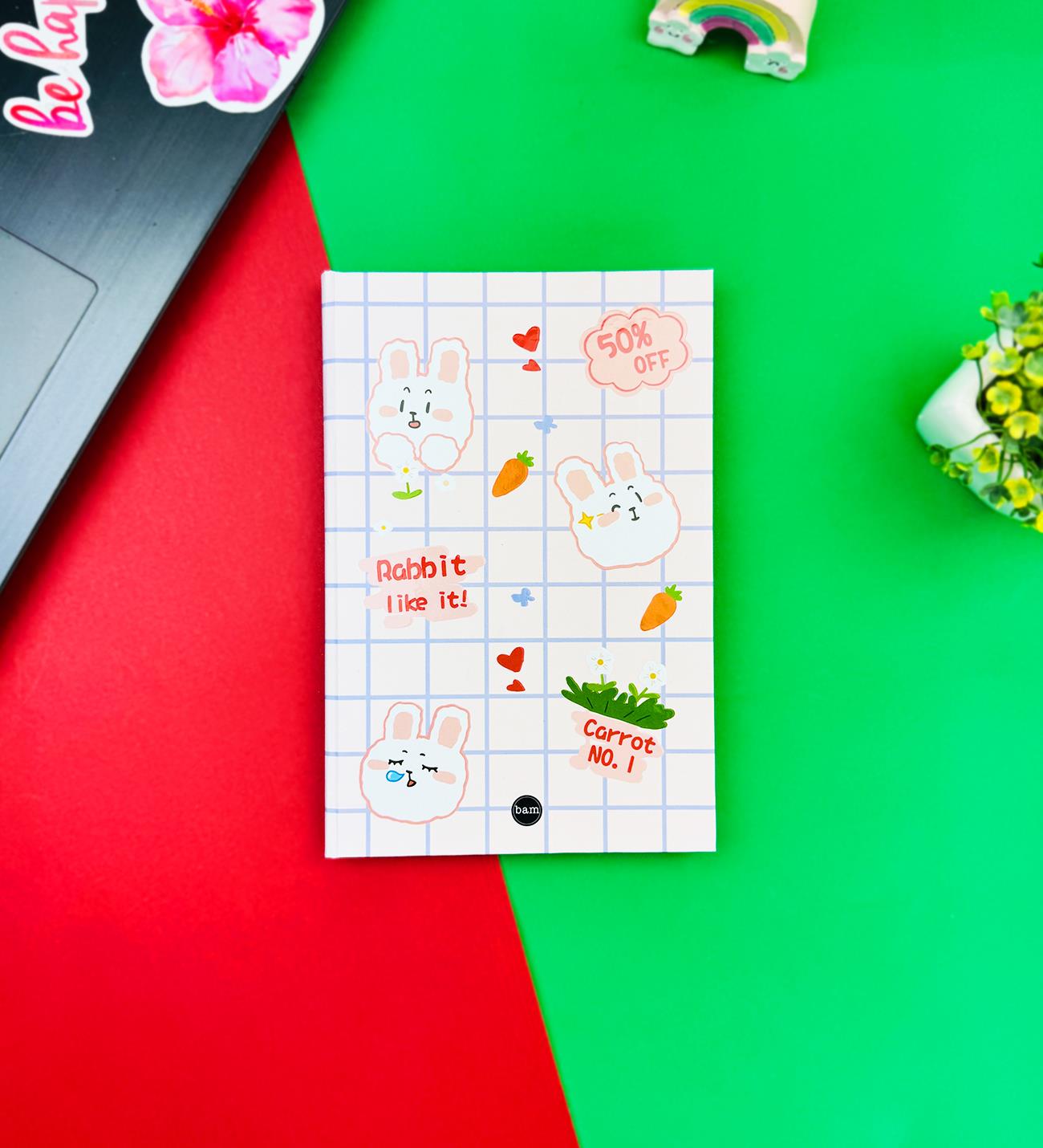 Rabbit Like It Tasarımlı Lastikli Defter	giftmodaBAM-1273