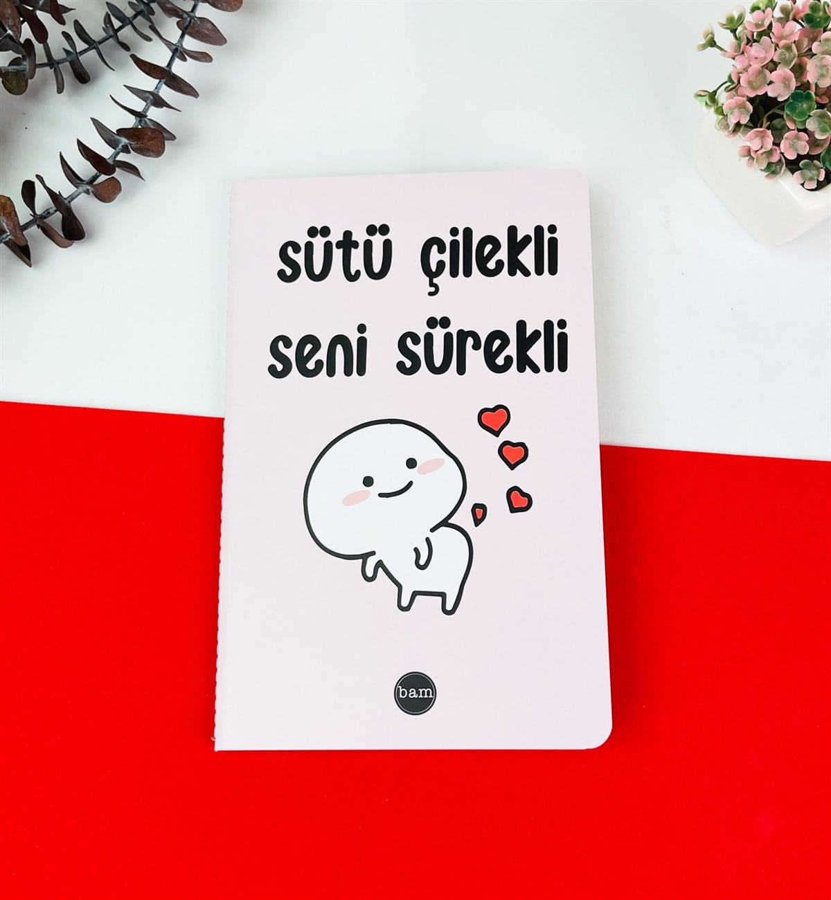 Sütü Çilekli Seni Sürekli Tasarımlı Dikişli DeftergiftmodaGmd100202