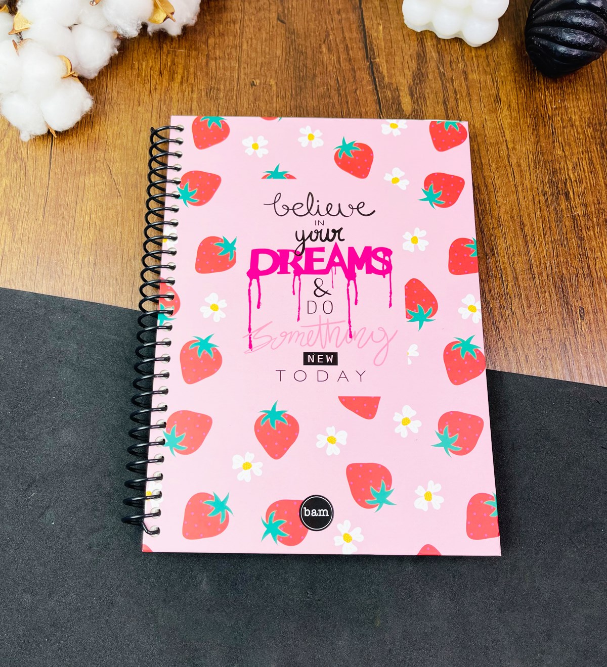 Believe In Your Dreams Tasarımlı Çizgili Spiralli DeftergiftmodaGmd100532