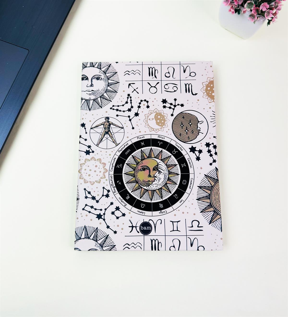 21x14Cm Sketch Book - Eskiz Defteri - Siyah Sayfa - 120 Gr - 56 YaprakgiftmodaBam-3003-6-Tarot-Ay-Güneş