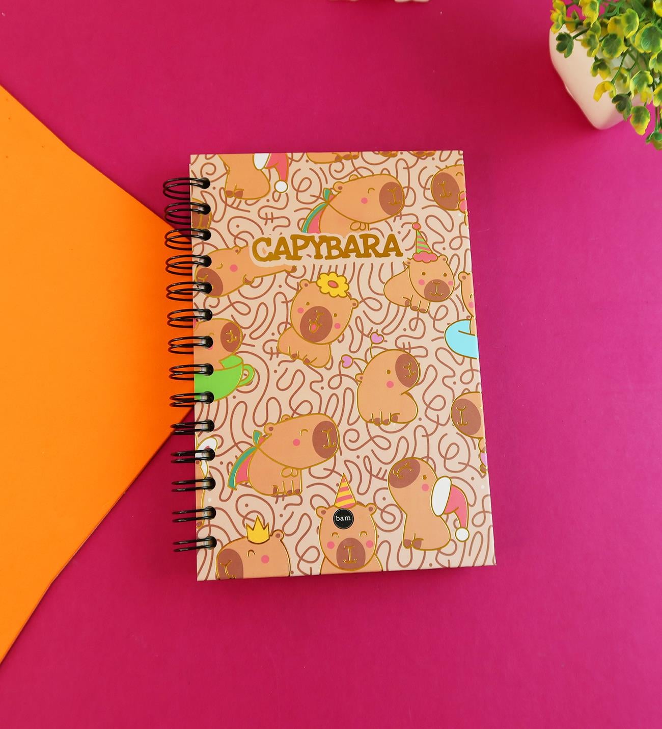 Özel Tasarım Spiralli 15*21 cm Dot Defter, Eskiz Defteri, Doodle Book - 2 SAYFA STICKER HEDİYELİ	giftmodaBam-1324-Capybara-Mood	