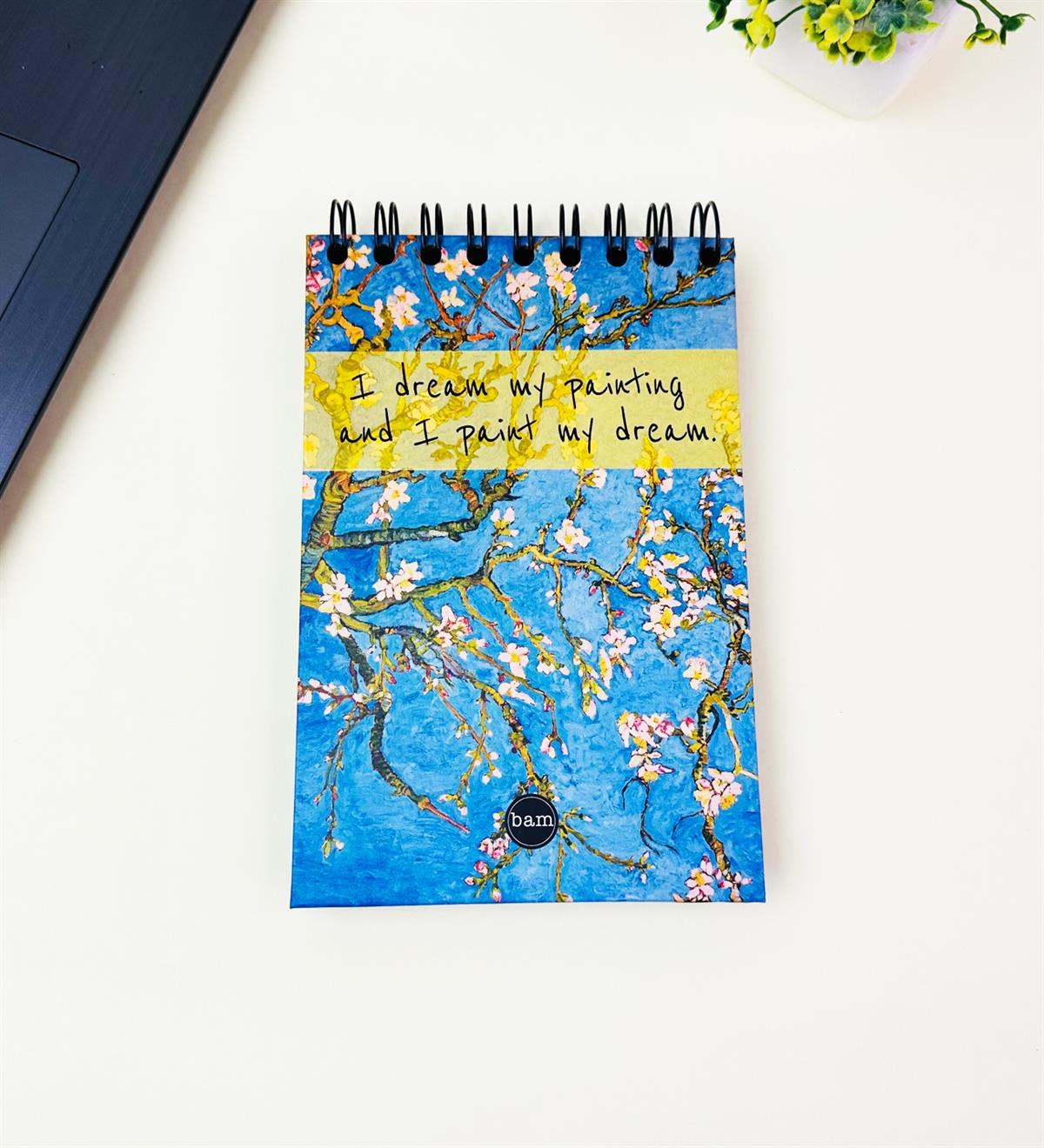 17x12Cm Sketch Book - Eskiz Defteri - Siyah Sayfa - 120 Gr - 64 YaprakgiftmodaBam-3002-4-Badem-Çiçeği