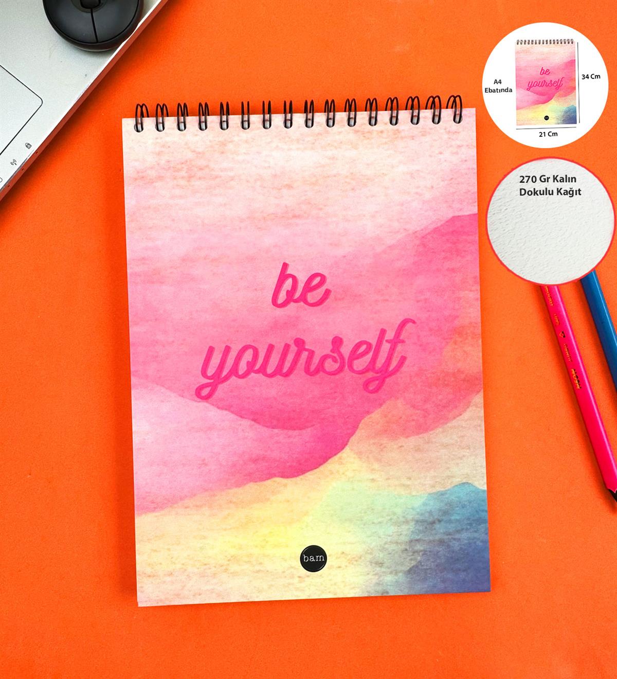 30x21Cm A4 Sketch Book - Eskiz Defteri - 270 Gr - 34 YaprakgiftmodaBAM-1049