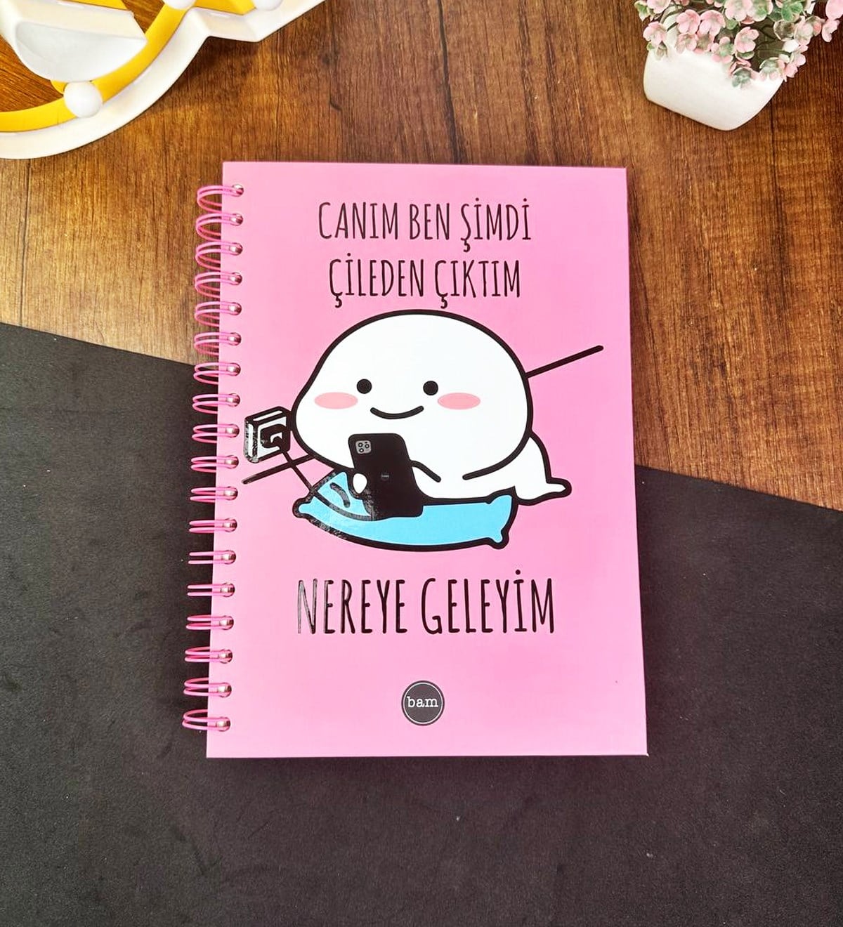 Canım Ben Şimdi Çileden Çıktım Tasarımlı Çizgili Spiralli DeftergiftmodaGmd100635