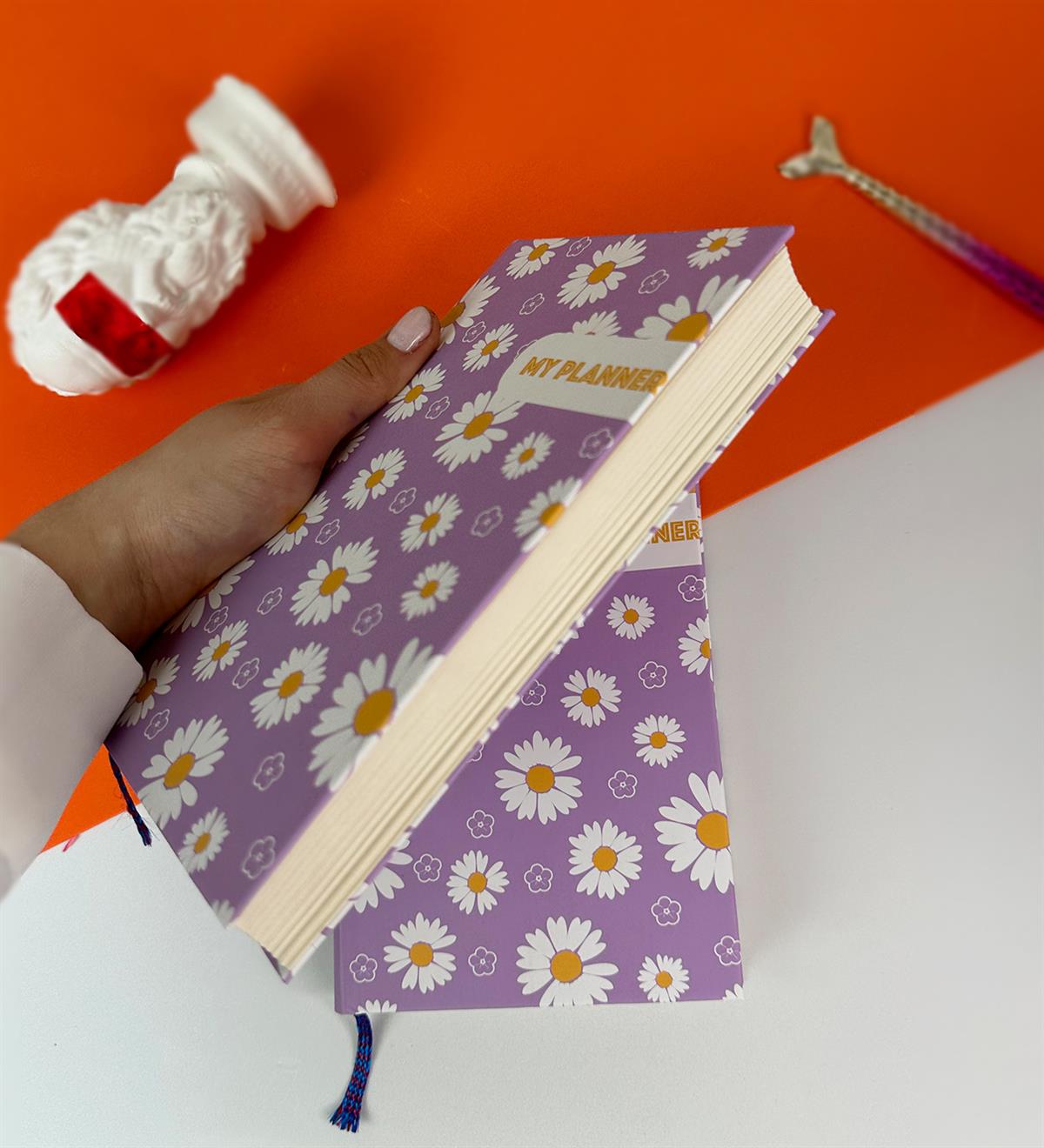 Mor Papatya Kalın Kitap Görünümlü Defter Ve Bez Çanta SetgiftmodaGmhs101819