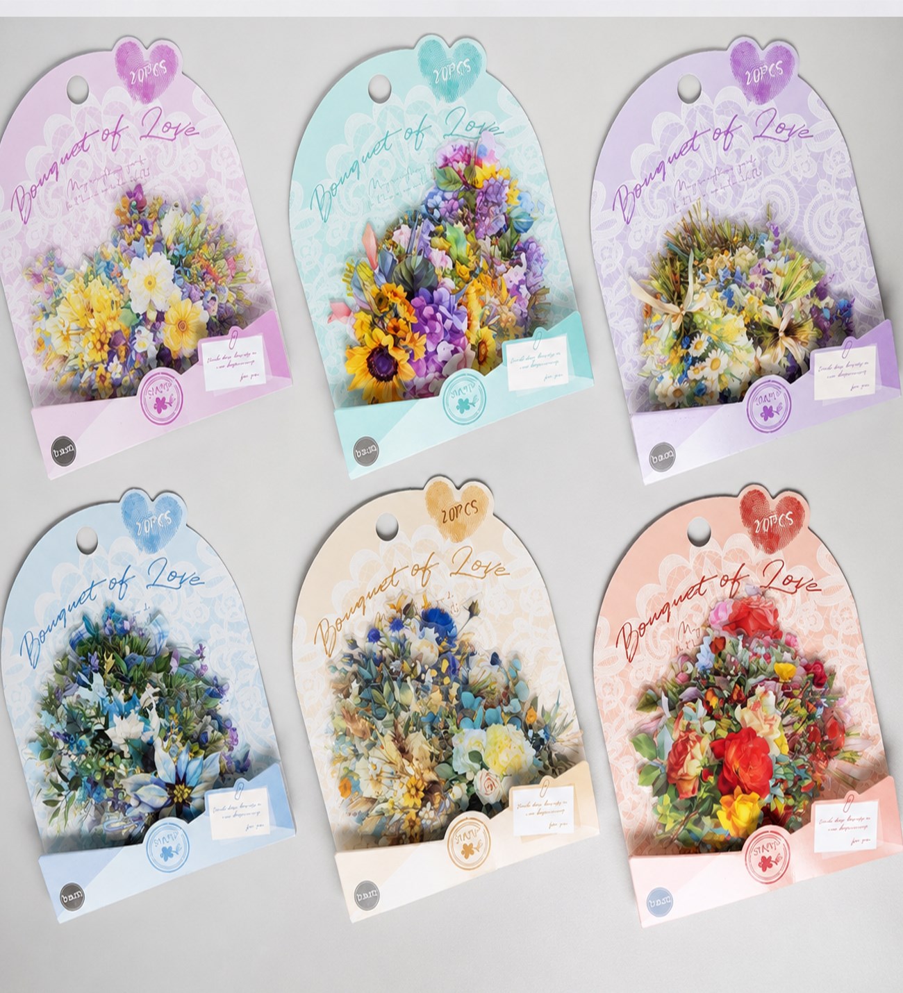 Çiçek Desenli 6 model 20 li Şeffaf StickergiftmodaBM-2109