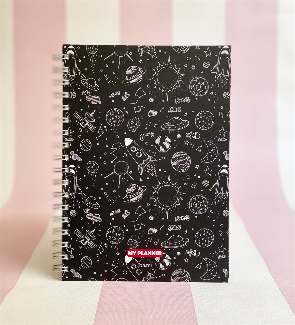 Çizgi Galaxy Tasarımlı Spiralli DefterGiftmodaGmd100095