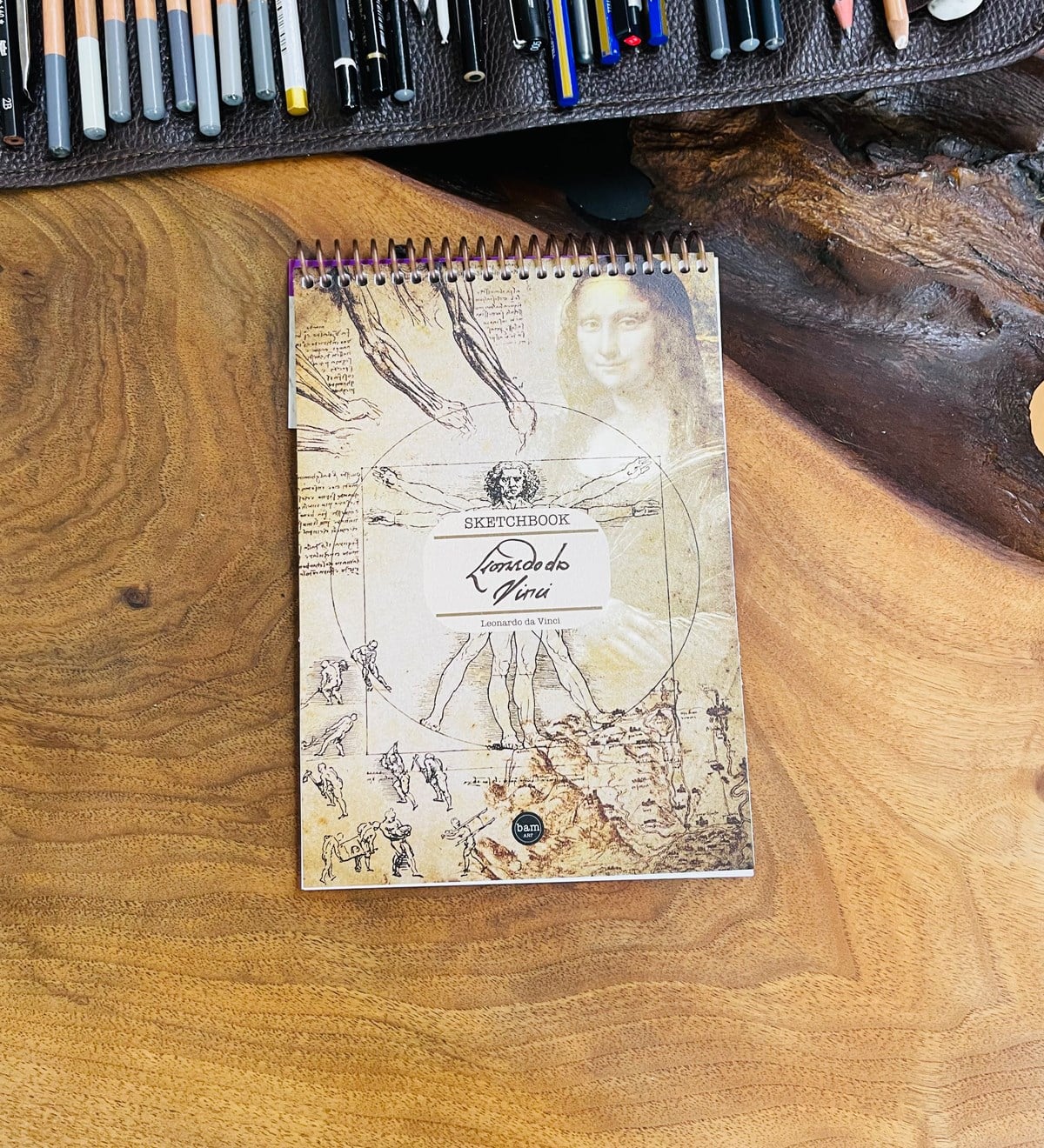 A5 Skecth Book - Eskiz Defteri - Spiralli Tutuş / Grenli Sert Tasarım KapakgiftmodaGmd100285-1-Da-Vinci