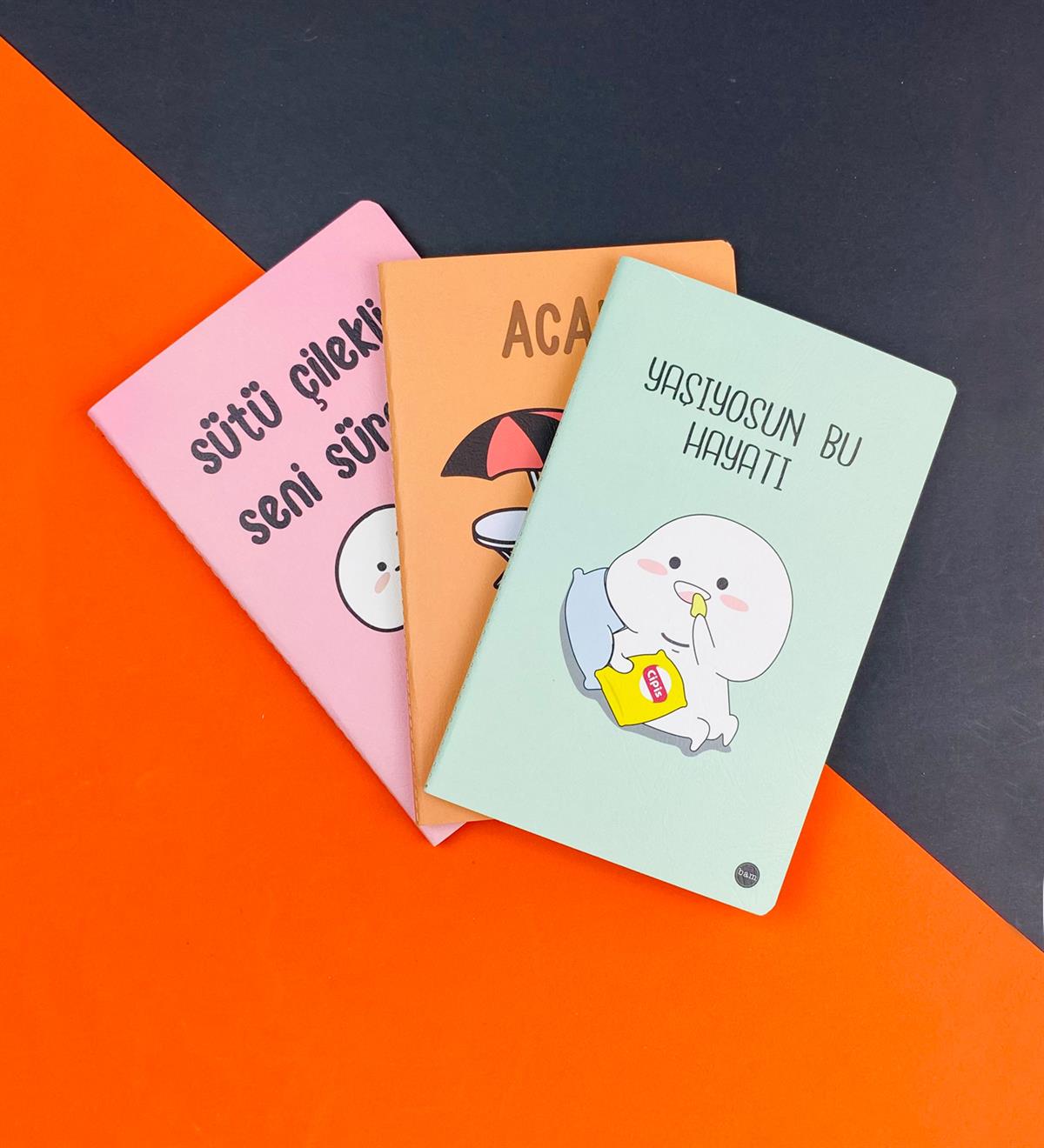 3'lü Dikişli Defter Seti Seri :7giftmodaGmd100568