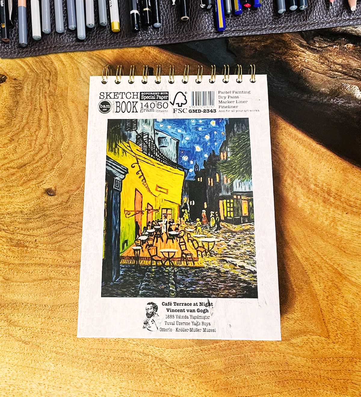 17X23Cm Sketch Book - Eskiz Defteri - Spiralli Tutuş / Grenli Sert Tasarım KapakgiftmodaGmd100649-Kafe-Teras