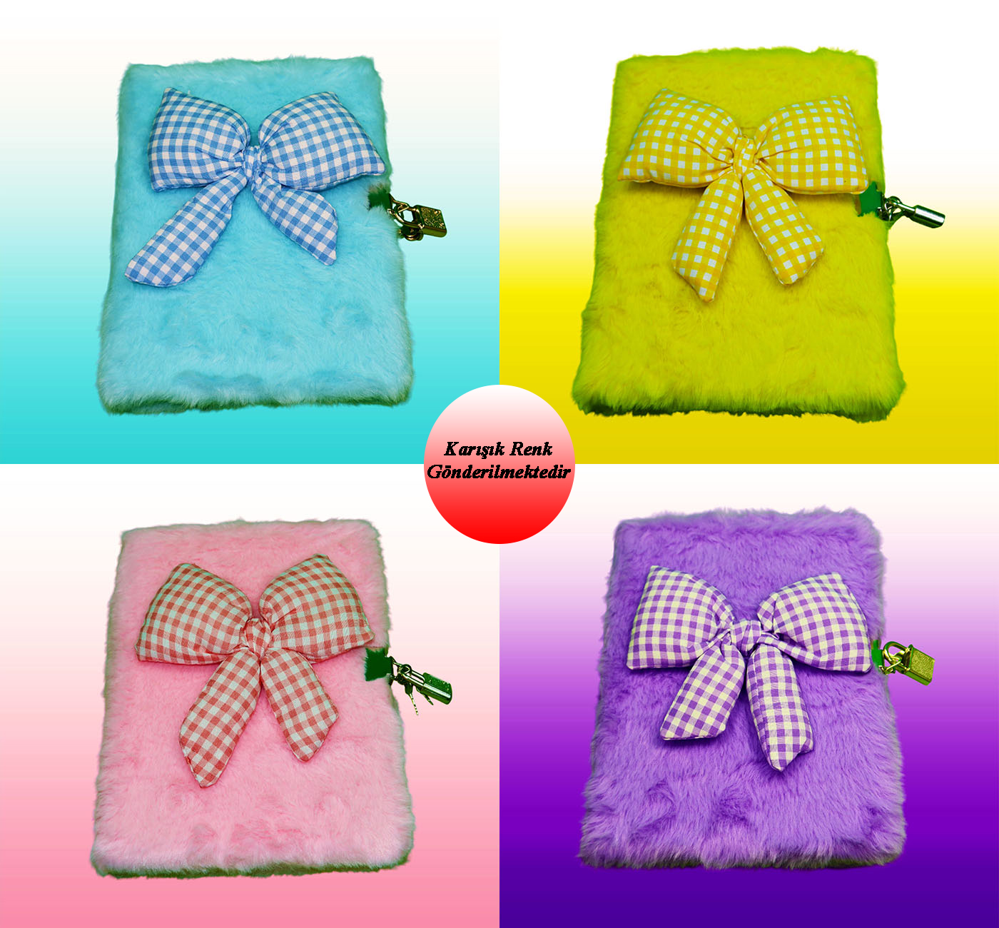 Renkli Kilitli Peluş DeftergiftmodaBM-2118