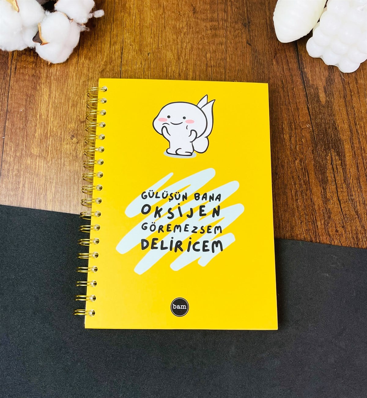 Gülüşün Bana Oksijen Tasarımlı Çizgili Spiralli DeftergiftmodaGmd100272