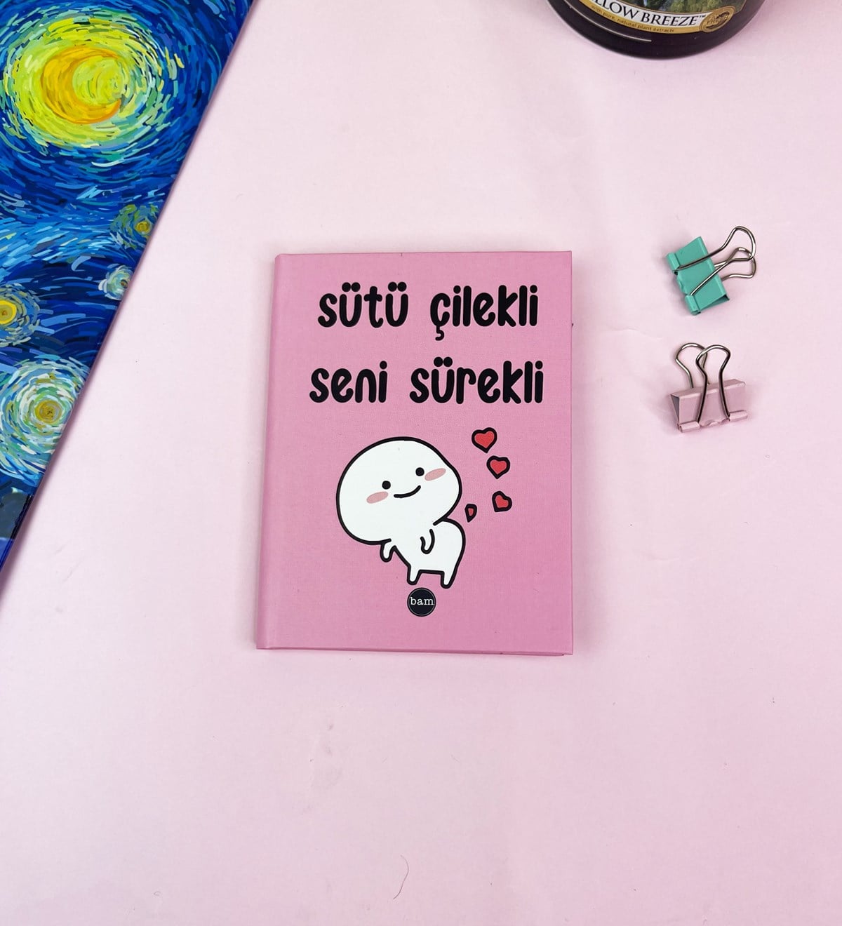 Sütü Çilekli Tasarımlı Sert Kapaklı Mini DeftergiftmodaGmd100515