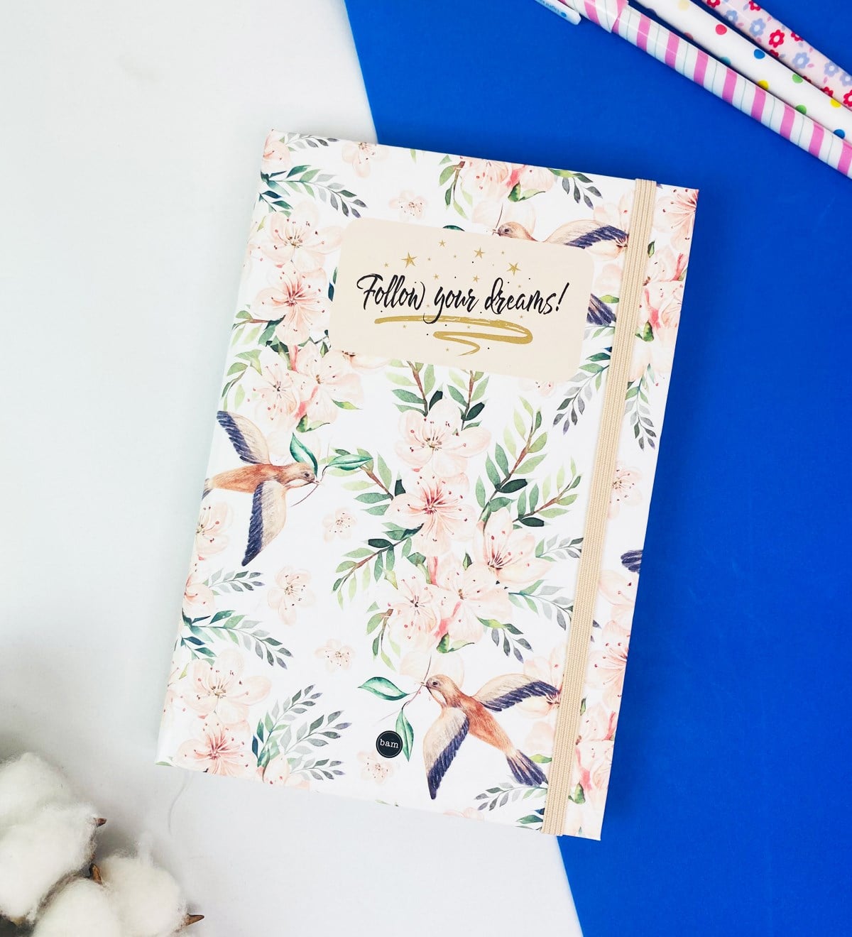 Follow Your Dreams Çiçek Tasarımlı Lastikli DeftergiftmodaGmd100312