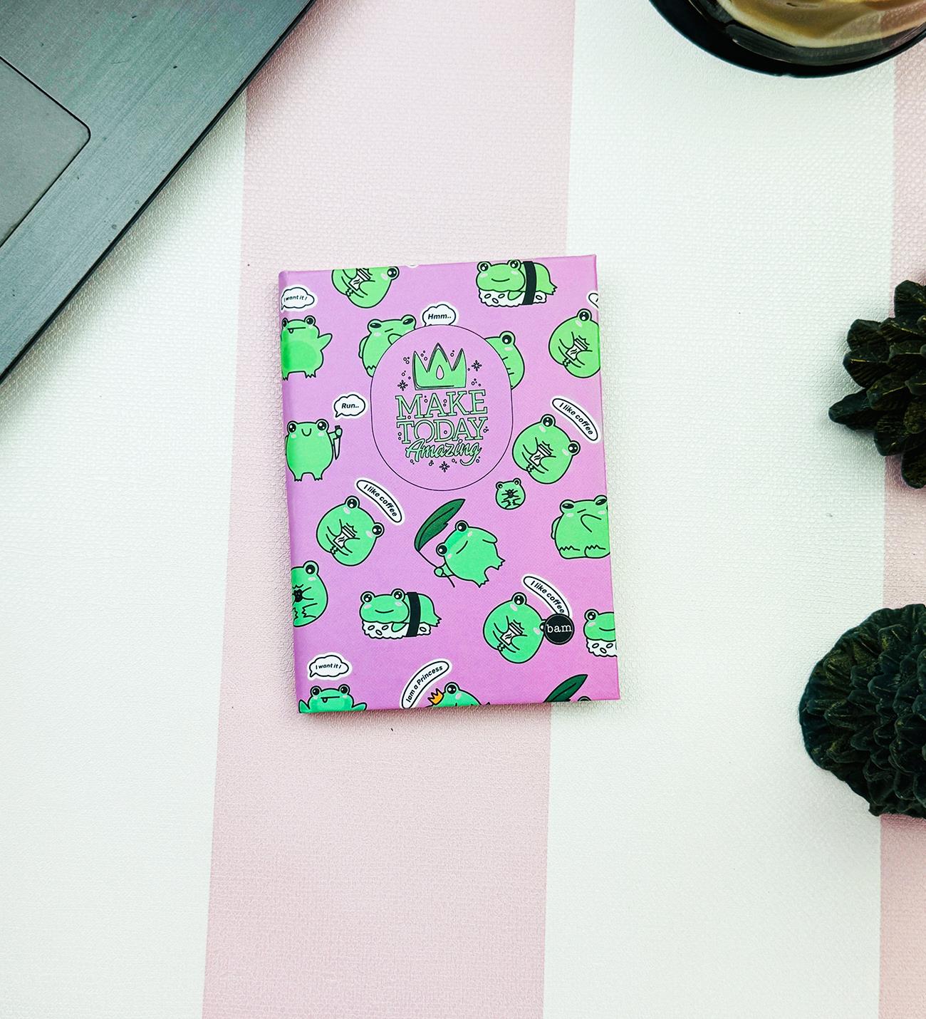 Kurbağa Tasarımlı Sert Kapaklı Mini DeftergiftmodaBam-1228-6