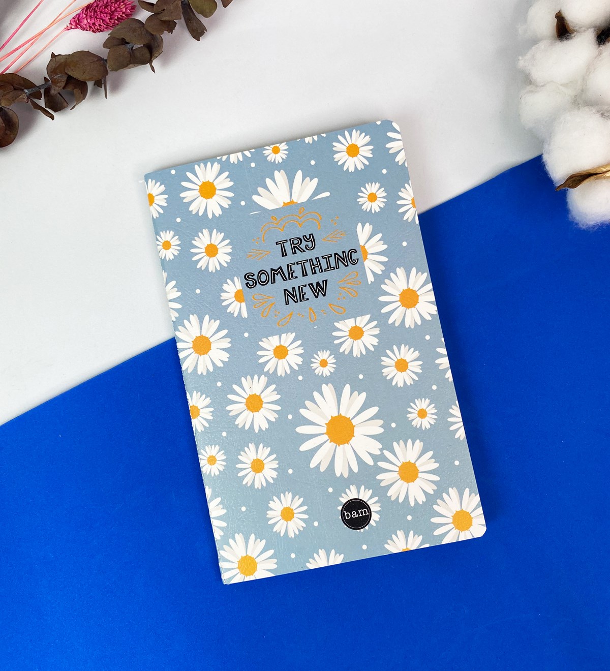 Mavi Papatya Tasarımlı Dikişli DeftergiftmodaGmd100348