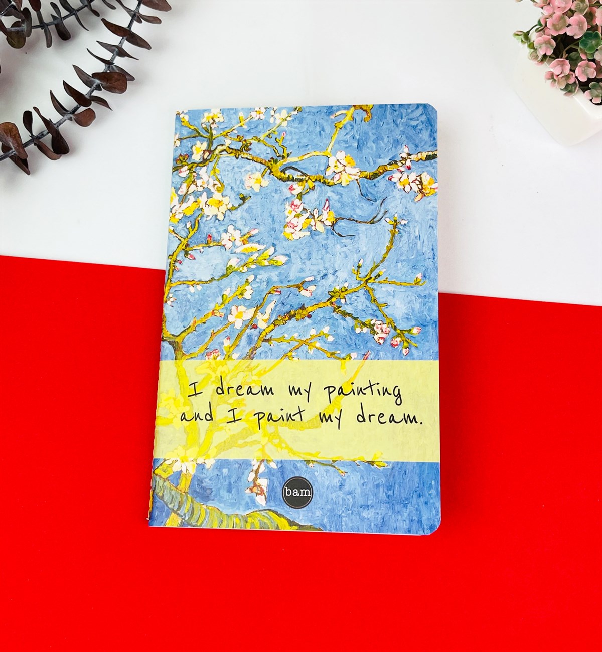 Van Gogh Badem Çiçeği Tasarımlı Dikişli DeftergiftmodaGmd100207
