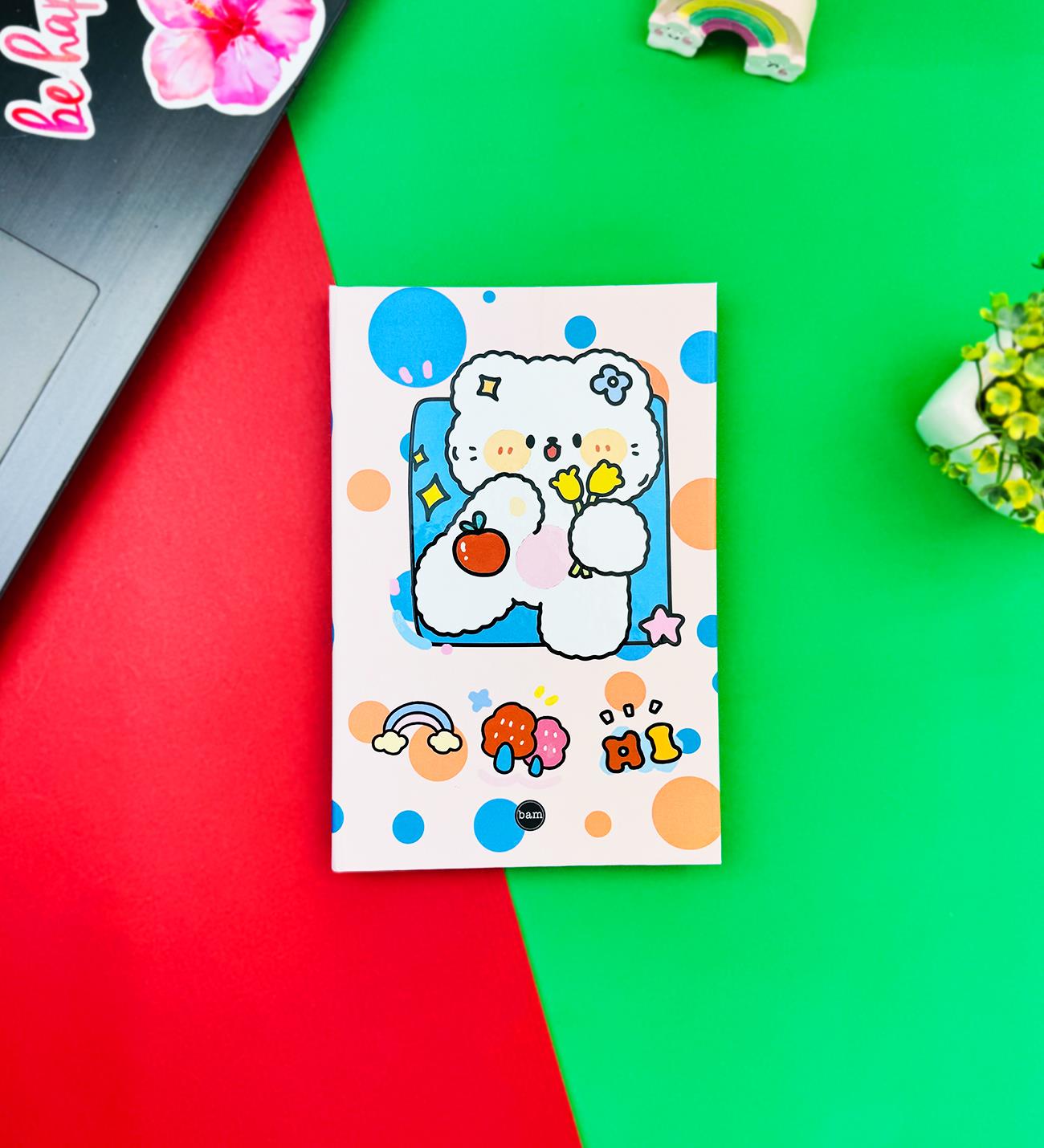 Ayı Çiçek Tasarımlı Lastikli Defter	giftmodaBAM-1261	