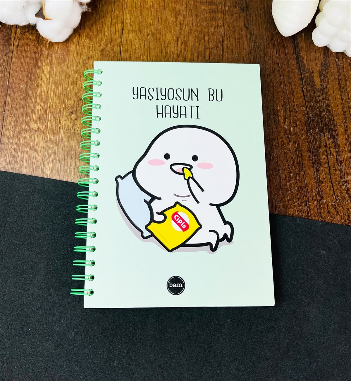 Yaşıyosun Bu Hayatı Tasarımlı Çizgili Spiralli DeftergiftmodaGmd100269