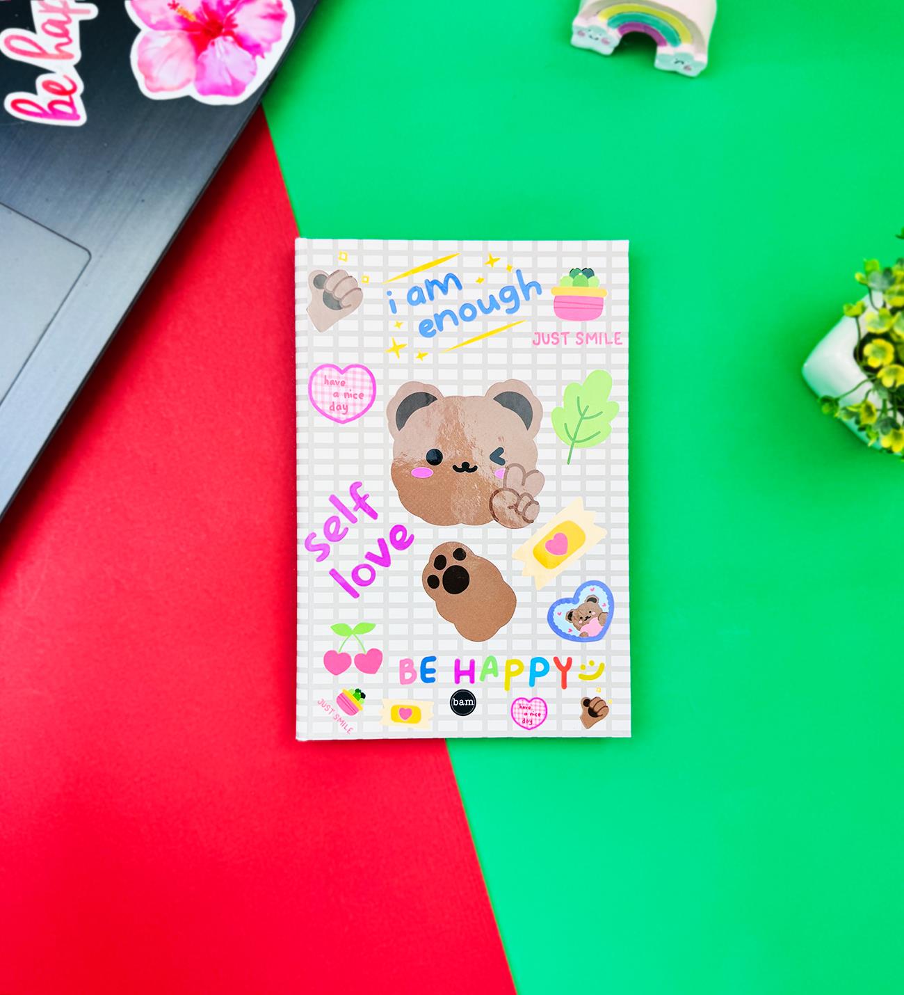 Bear Self Love Tasarımlı Lastikli DeftergiftmodaBAM-1258