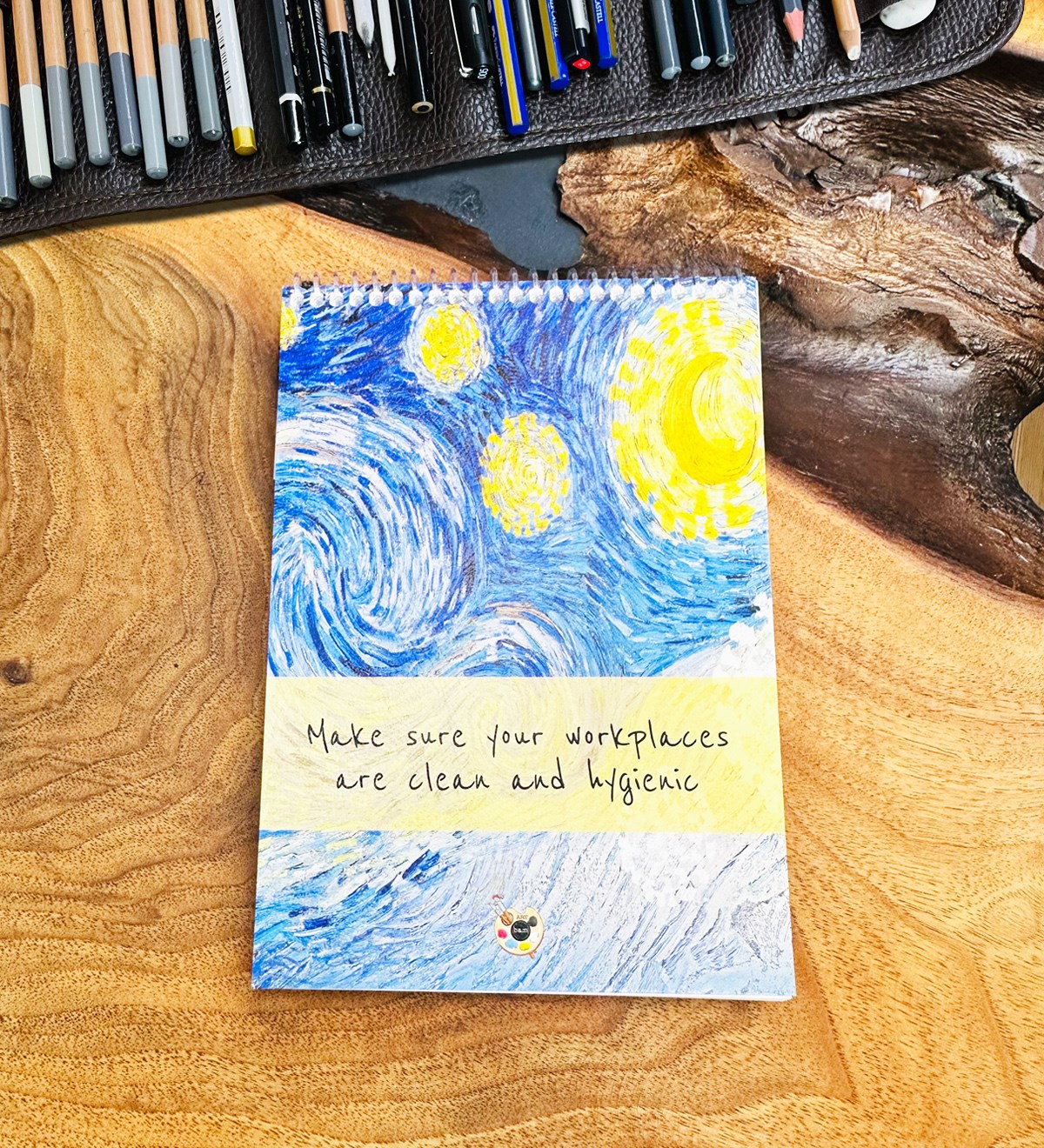 A5 Sketch Book - Eskiz Defteri - Spiralli Tutuş / Grenli Sert Tasarım KapakgiftmodaGmd100642-Yıldızlı-Gece