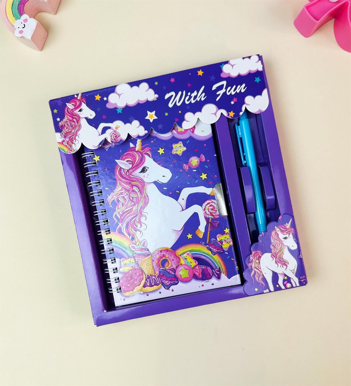 Flamingo Tasarımlı Kilitli Günlük Defter Ve Kalem SetgiftmodaBam-108