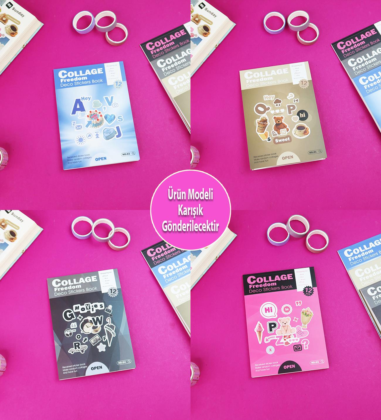 Collage Freedom Sticker Kitabı - 12 Sayfa Renkli ve Tematik Etiket SetigiftmodaBM-1771	