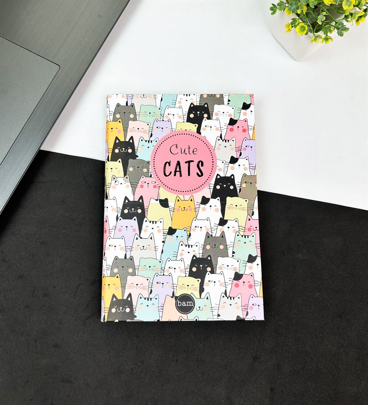 Sevimli Kedi Tasarımlı Lastikli DeftergiftmodaGmd100606