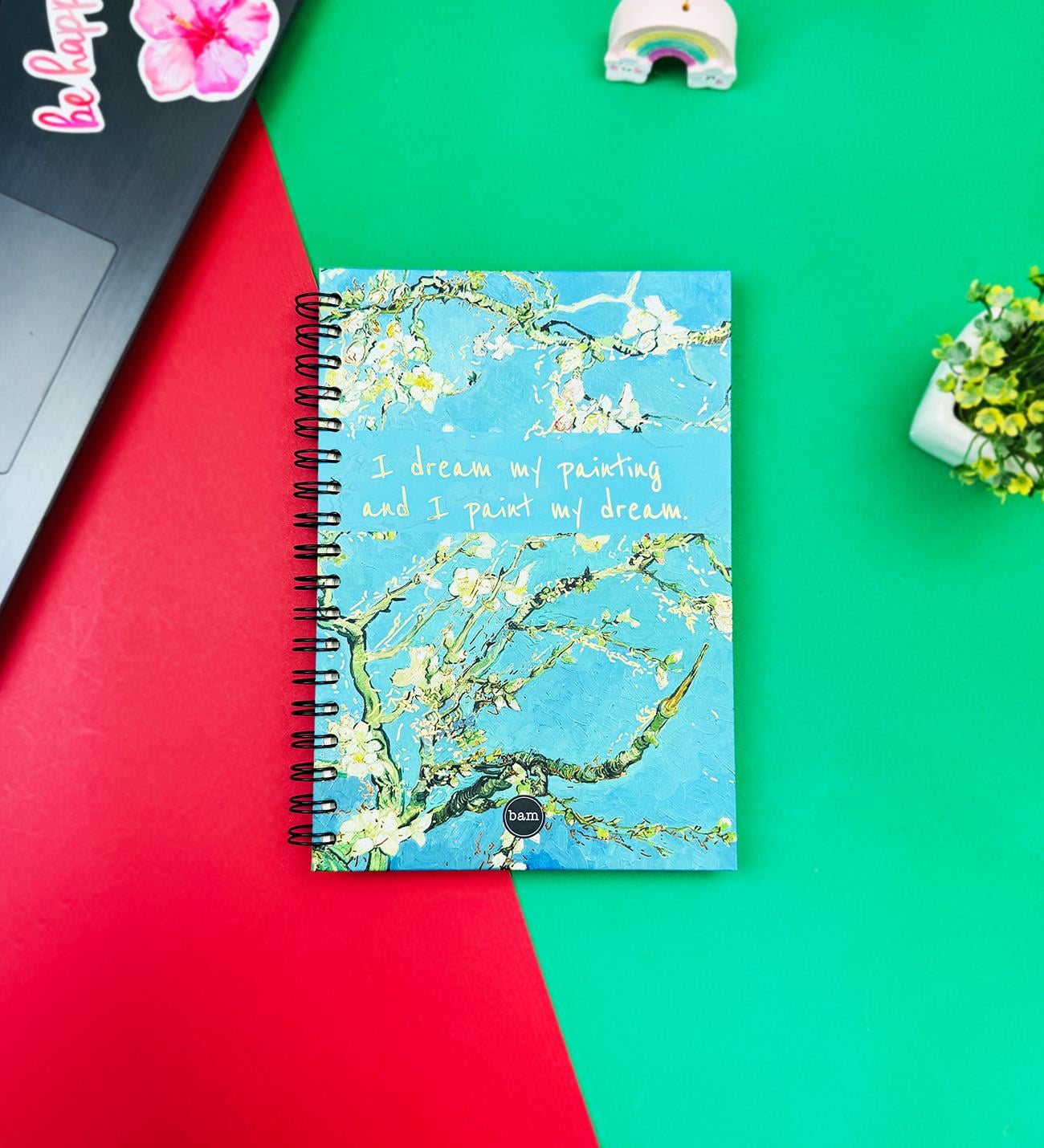 Van Gogh Badem Çiçeği Tasarımlı Spiralli DeftergiftmodaGmd100179