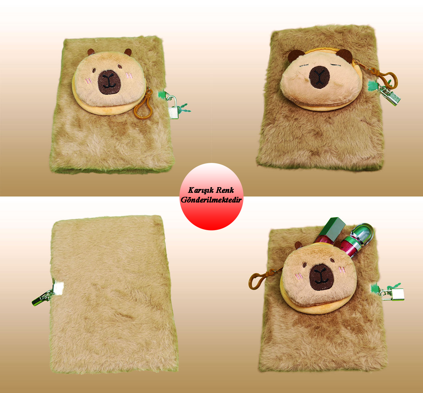 Peluş Capybara Kilitli Günlük DeftergiftmodaBM-2120