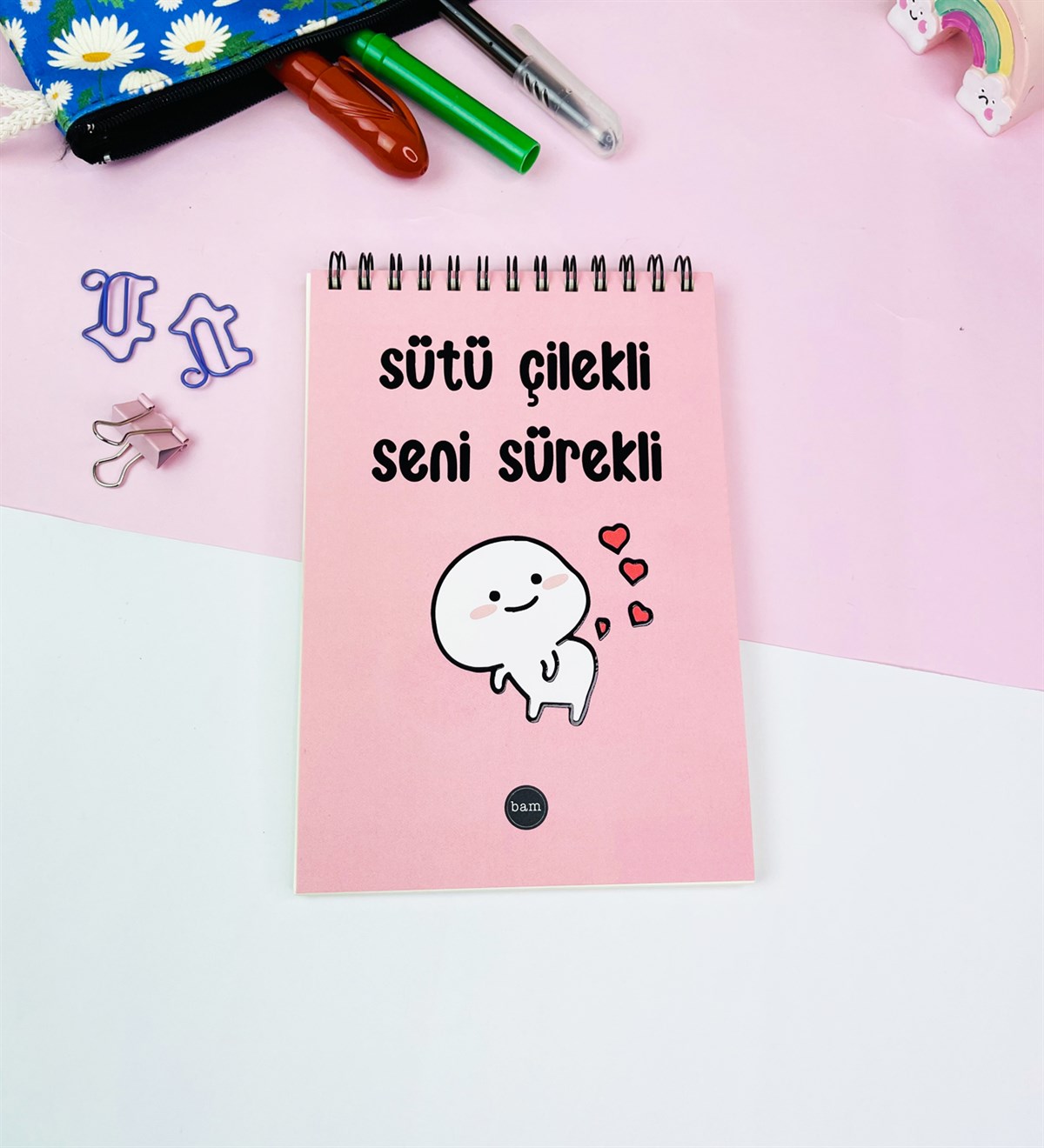 17x11Cm Sketch Book - Eskiz Defteri - 80 Gr - 60 YaprakgiftmodaGmd100564-Sütü-Çilekli