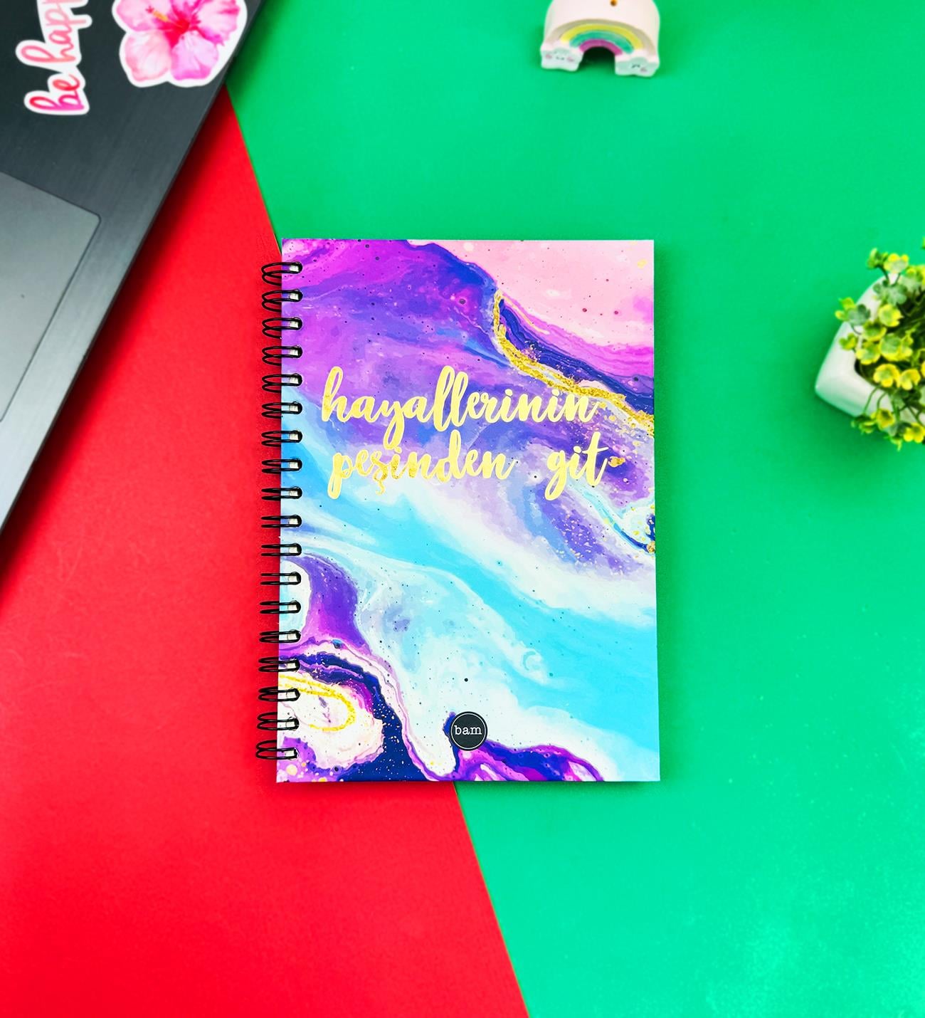 Hayallerinin Peşinden Git Tasarımlı Spiralli DeftergiftmodaGmd100185