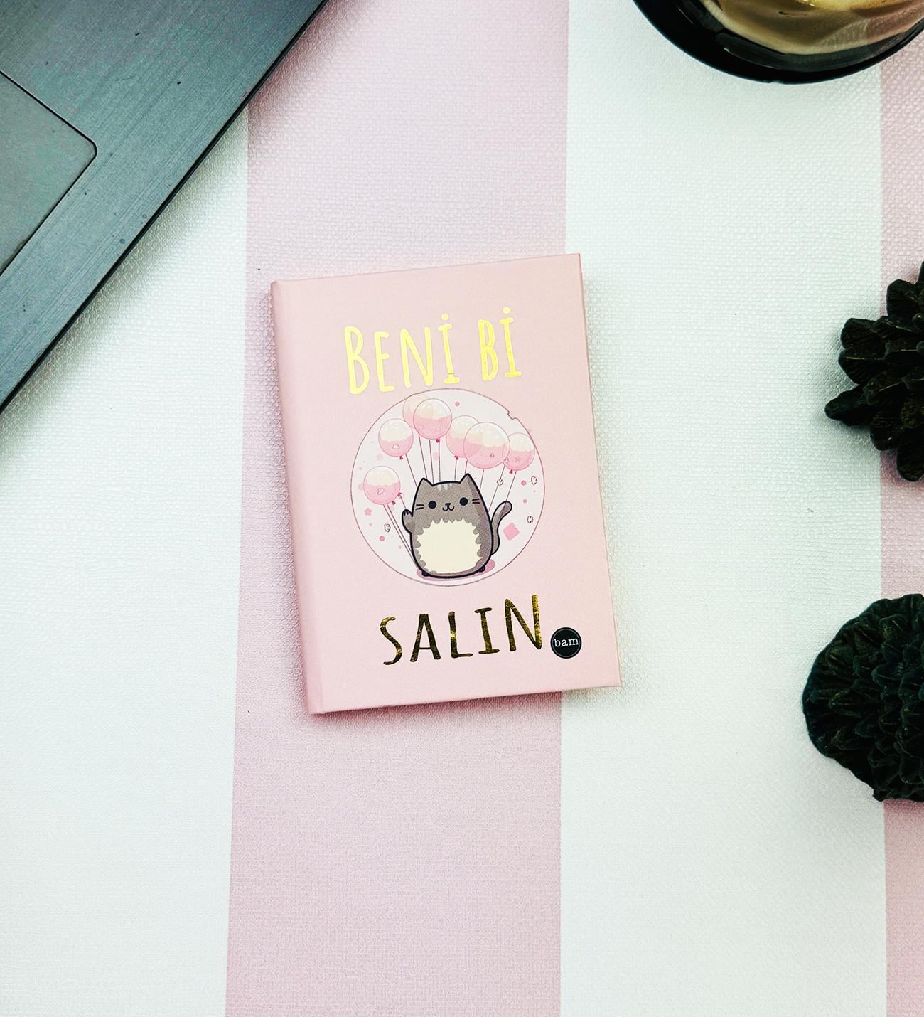 Beni Bi Salın Pembe Tasarımlı Sert Kapaklı Mini DeftergiftmodaBam-1228-2