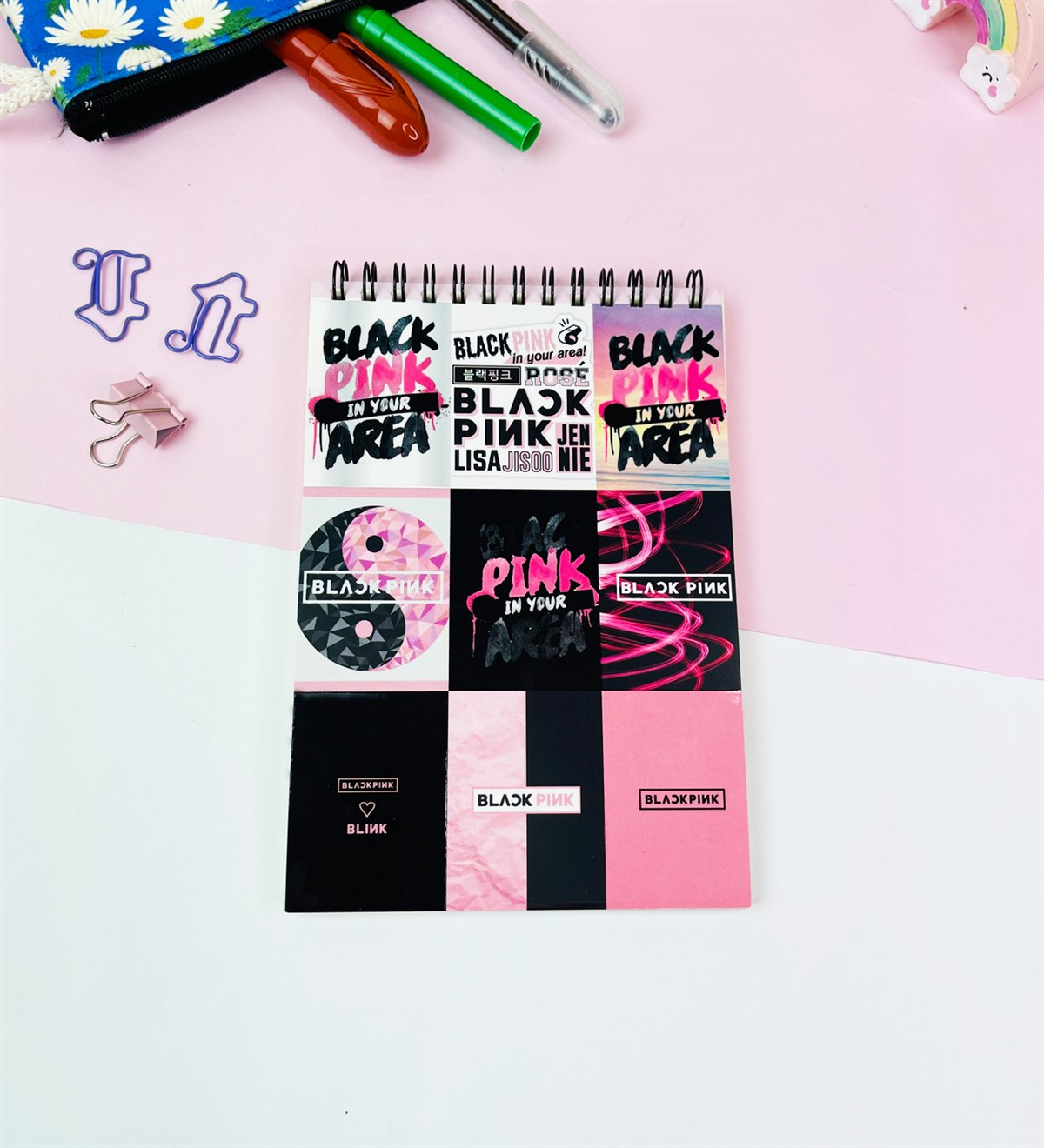 17x11Cm Sketch Book - Eskiz Defteri - 80 Gr - 60 YaprakgiftmodaGmd100577-Black-Pink
