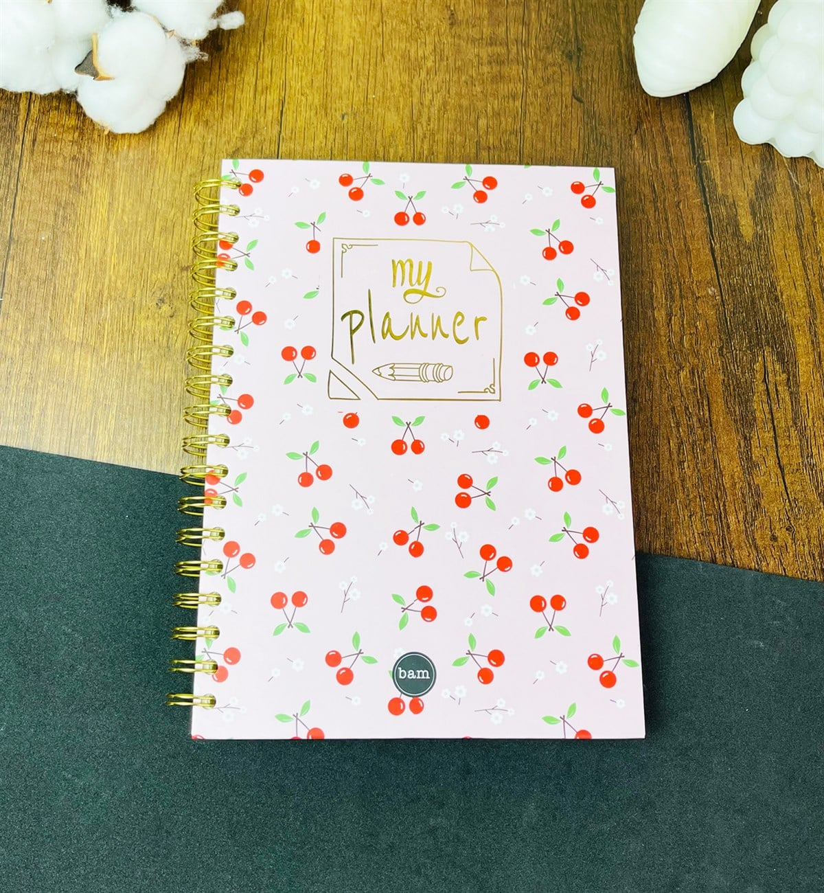 Kiraz Tasarımlı Spiralli DeftergiftmodaGmd100184