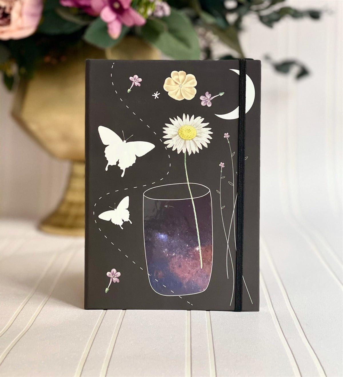 Papatya Ve Kelebek Tasarımlı Lastikli Defter	giftmodaGmd100057