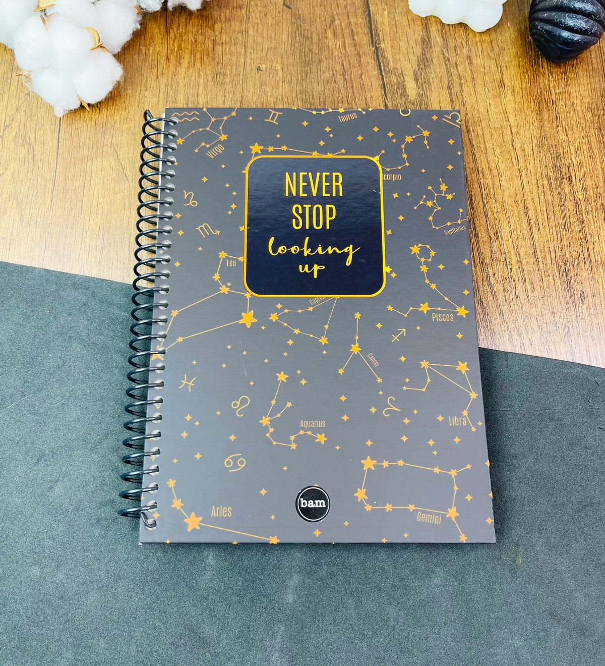 Yıldız Haritası Tasarımlı Çizgili Spiralli DeftergiftmodaGmd100527