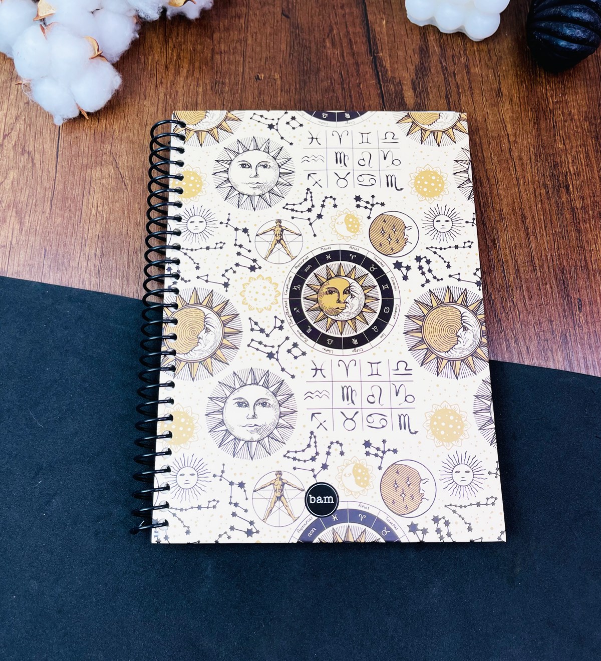 Tarot Ay Ve Güneş Tasarımlı Çizgili Spiralli DeftergiftmodaGmd100529	