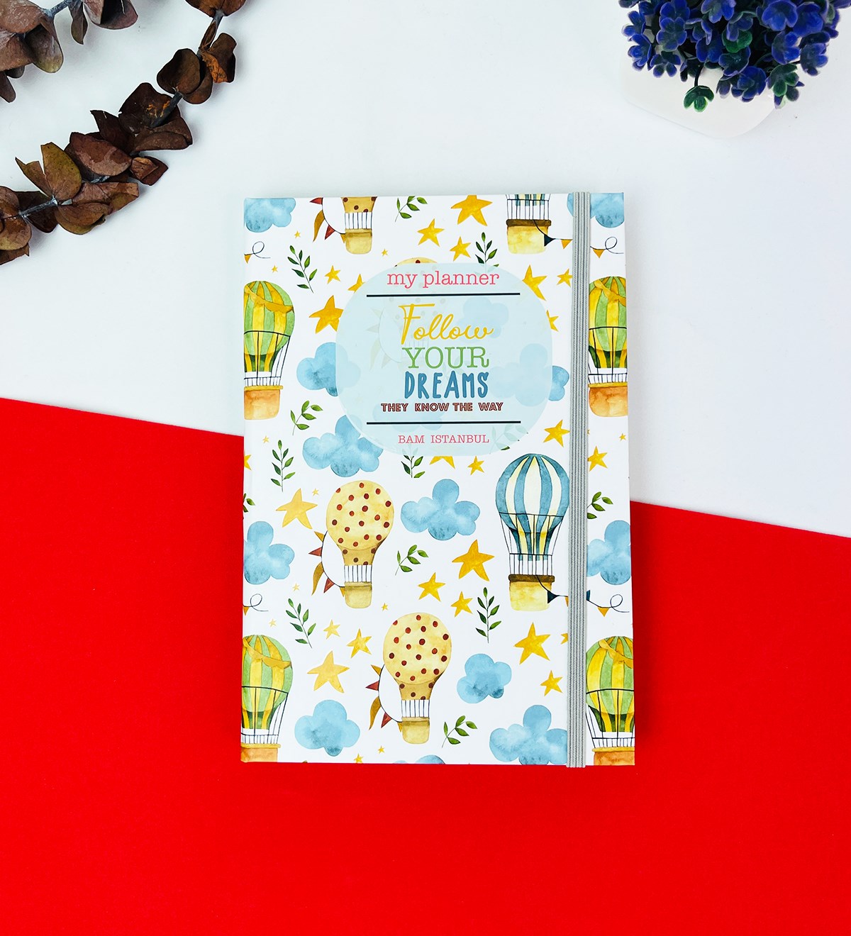 Follow Your Dreams Balon Tasarımlı Lastikli DeftergiftmodaGmd100224