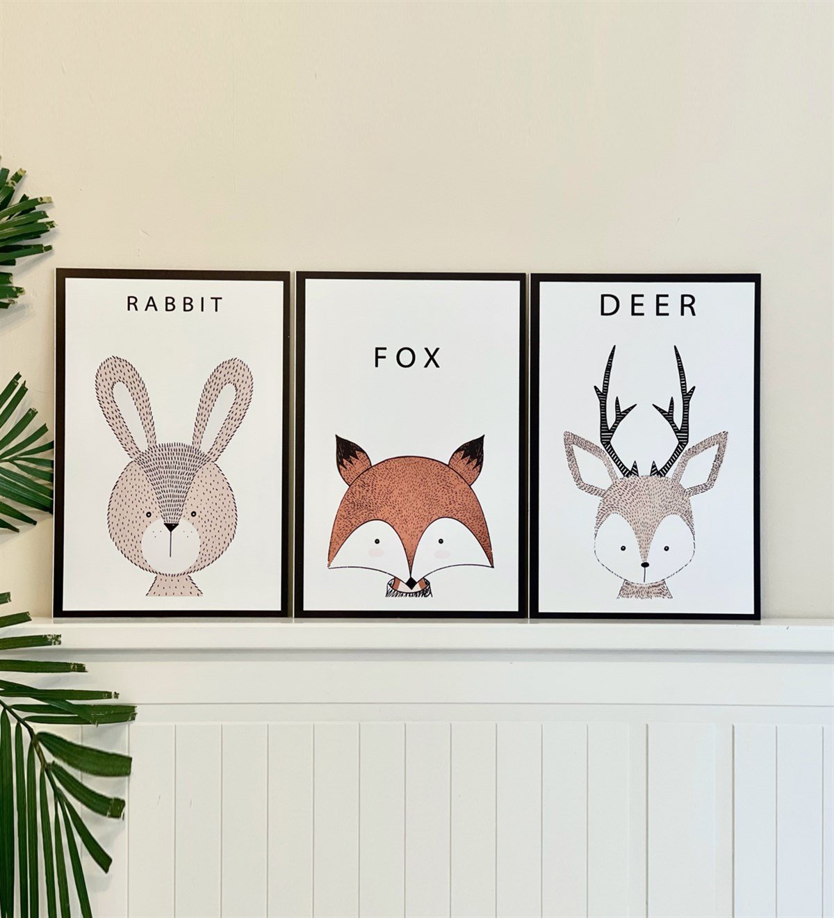 Tavşan Tilki Geyik Tasarımlı Çocuk Odası Duvar Panosu 3'lü SetgiftmodaGM-P-21
