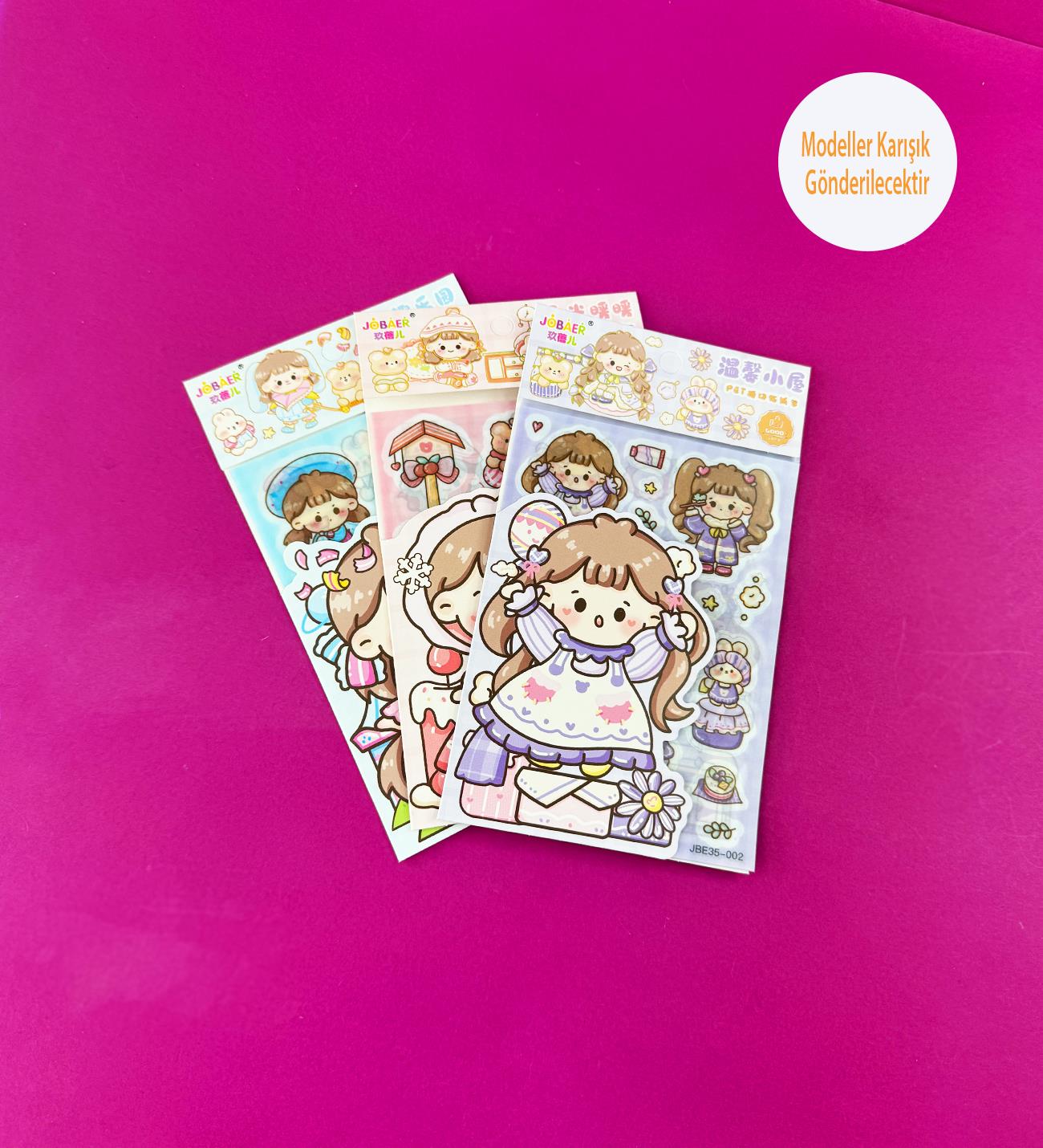 3'lü Sevimli Kız Sticker SetigiftmodaBM-1520