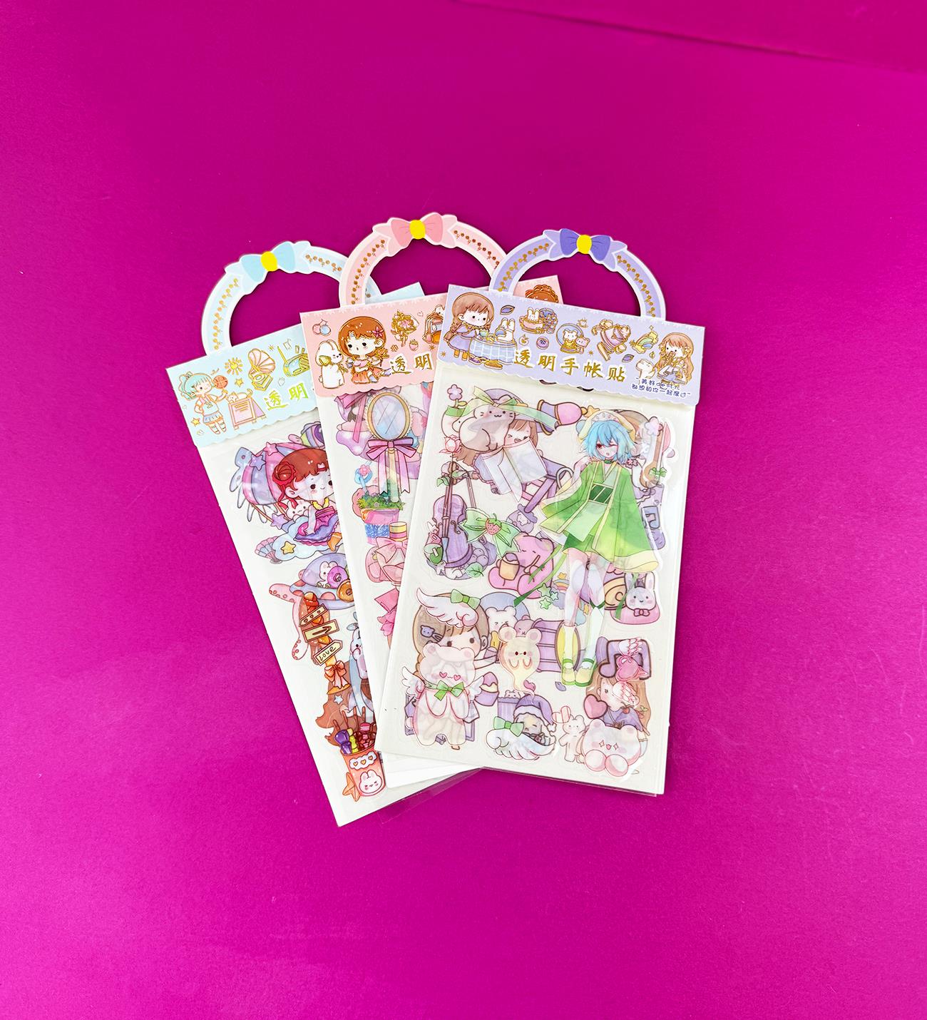3'lü Tatlı Kız Şeffaf StickergiftmodaBM-1509