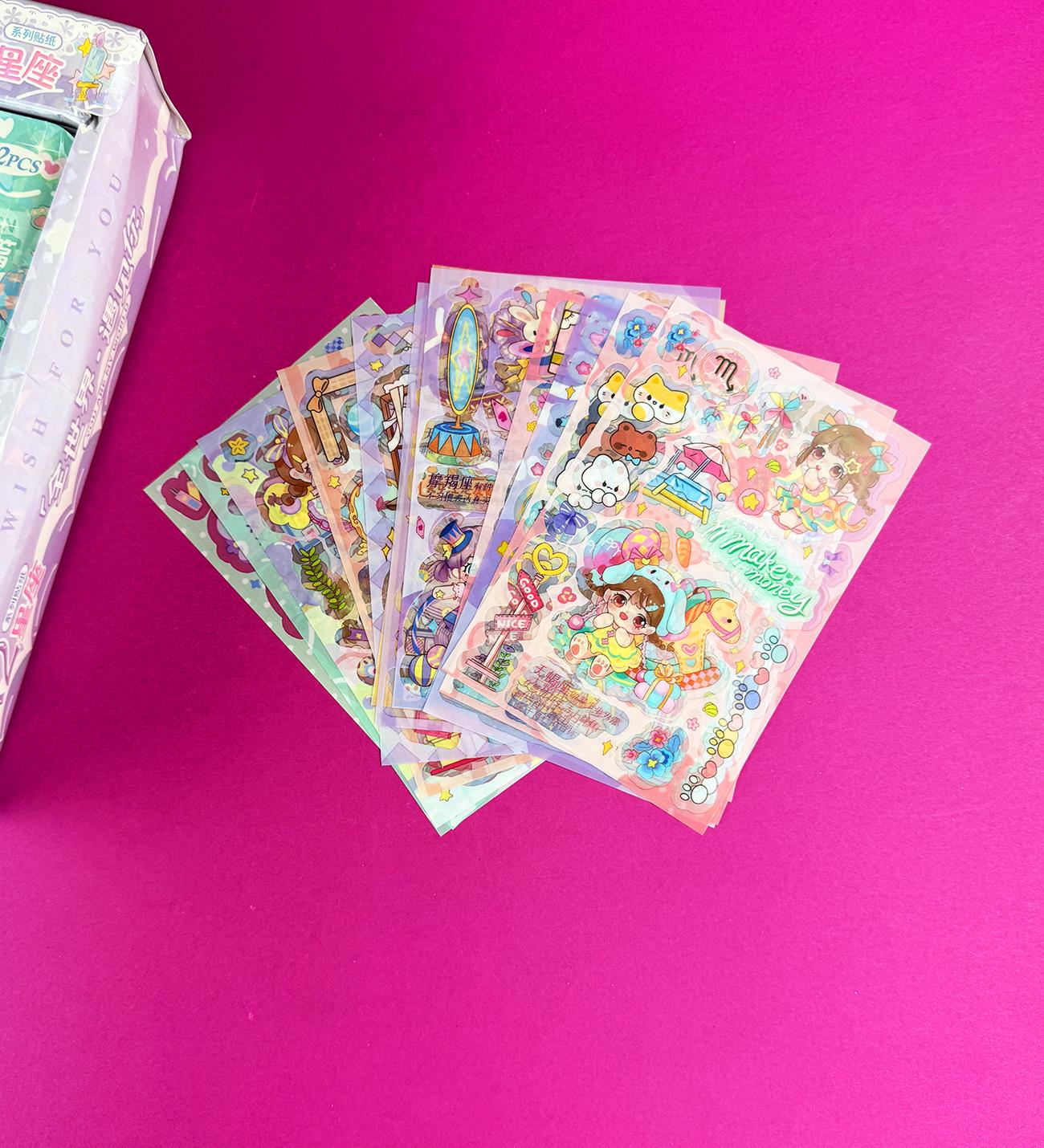 12'li Şeffaf Plastik Sevimli Kız StickergiftmodaBM-1572