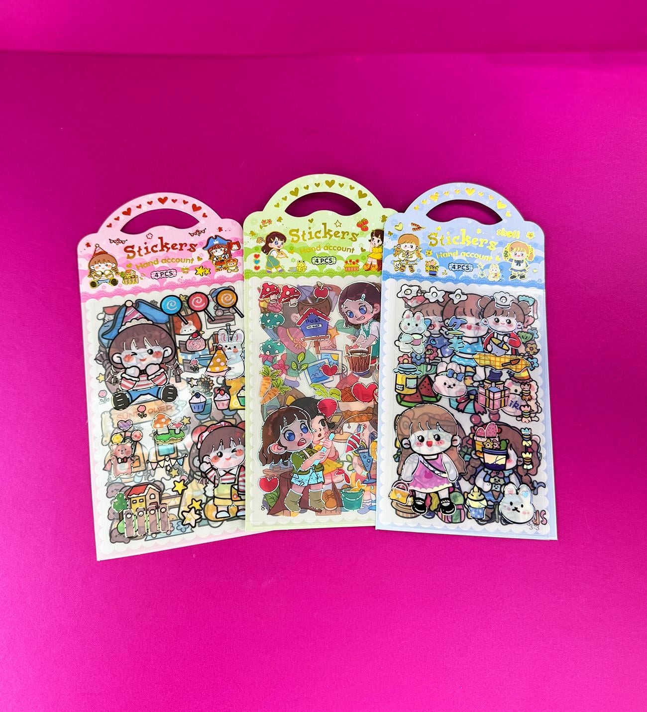 3'lü Sevimli Kız Şeffaf StickergiftmodaBM-1508