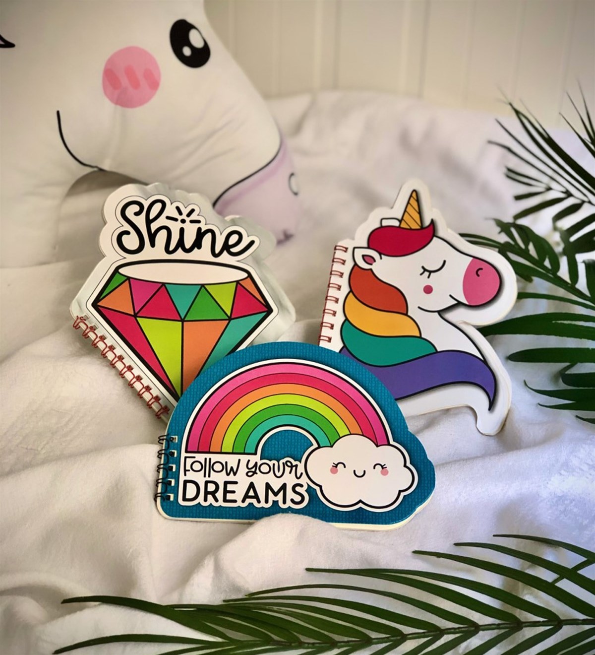 Elams Unicorn Ve Gökkuşağı 3'lü Şeklli Defter SetGiftmodaElmas-Unicorn-Gökkuşağı-Şekilli Defter 